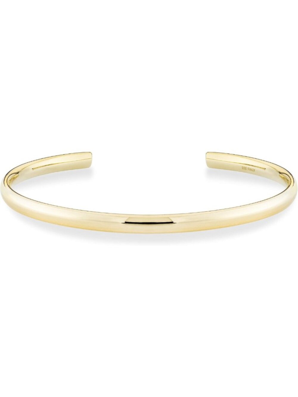 Adjustable 4mm Open Cuff Bangle Bracelet in 925 Sterling Silver & Gold Plated